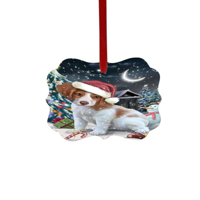 Have a Holly Jolly Christmas Happy Holidays Brittany Spaniel Dog Double-Sided Photo Benelux Christmas Ornament LOR48107