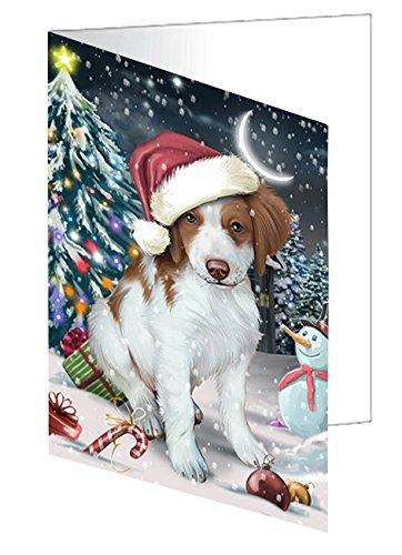 Have a Holly Jolly Christmas Happy Holidays Brittany Spaniel Dog Handmade Artwork Assorted Pets Greeting Cards and Note Cards with Envelopes for All Occasions and Holiday Seasons GCD2405