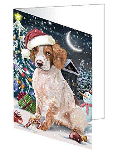 Have a Holly Jolly Christmas Happy Holidays Brittany Spaniel Dog Handmade Artwork Assorted Pets Greeting Cards and Note Cards with Envelopes for All Occasions and Holiday Seasons GCD2410