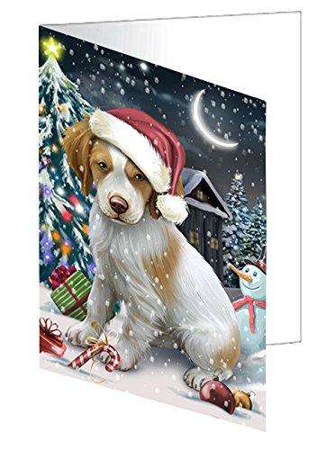 Have a Holly Jolly Christmas Happy Holidays Brittany Spaniel Dog Handmade Artwork Assorted Pets Greeting Cards and Note Cards with Envelopes for All Occasions and Holiday Seasons GCD2415