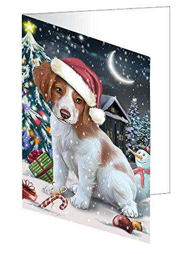 Have a Holly Jolly Christmas Happy Holidays Brittany Spaniel Dog Handmade Artwork Assorted Pets Greeting Cards and Note Cards with Envelopes for All Occasions and Holiday Seasons GCD2420