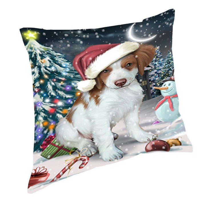 Have a Holly Jolly Christmas Happy Holidays Brittany Spaniel Dog Throw Pillow PIL208