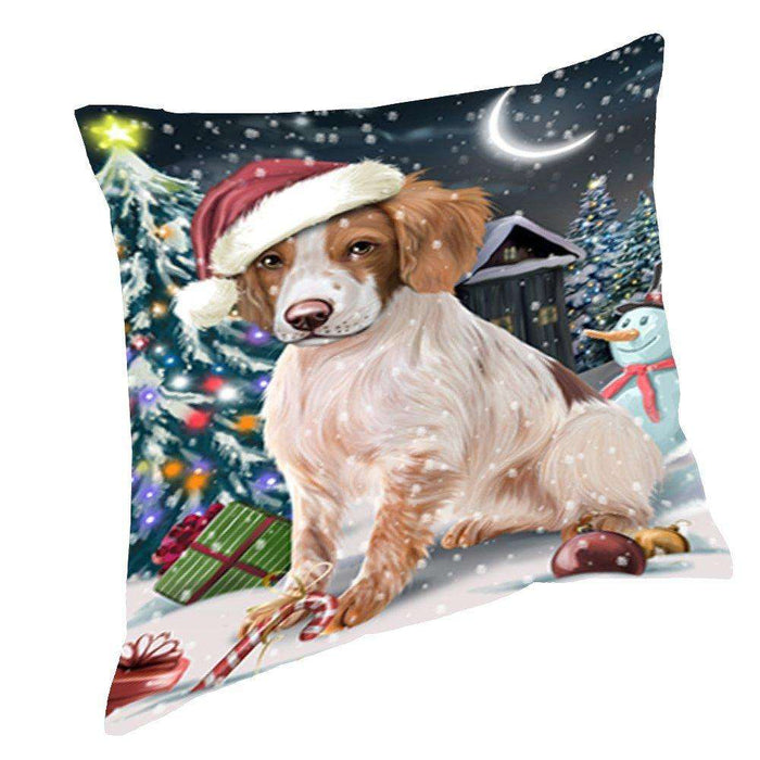 Have a Holly Jolly Christmas Happy Holidays Brittany Spaniel Dog Throw Pillow PIL212