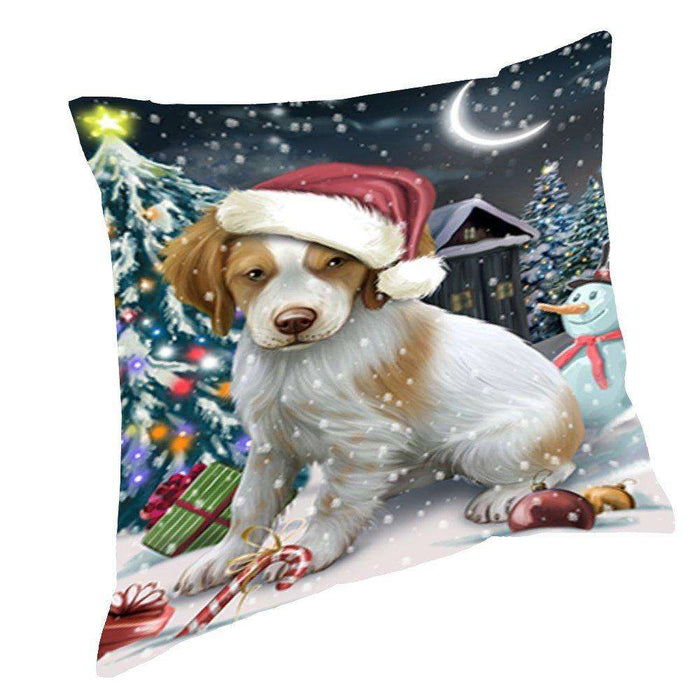 Have a Holly Jolly Christmas Happy Holidays Brittany Spaniel Dog Throw Pillow PIL216