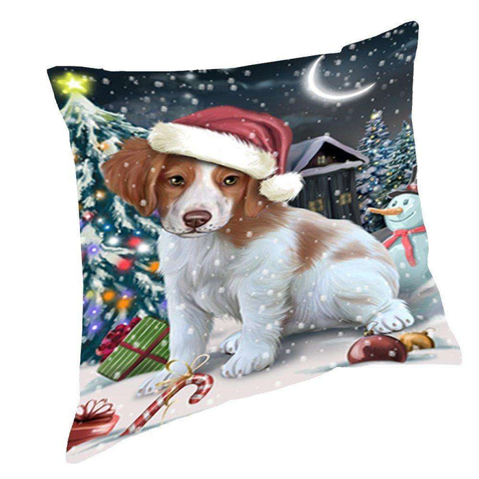 Have a Holly Jolly Christmas Happy Holidays Brittany Spaniel Dog Throw Pillow PIL220