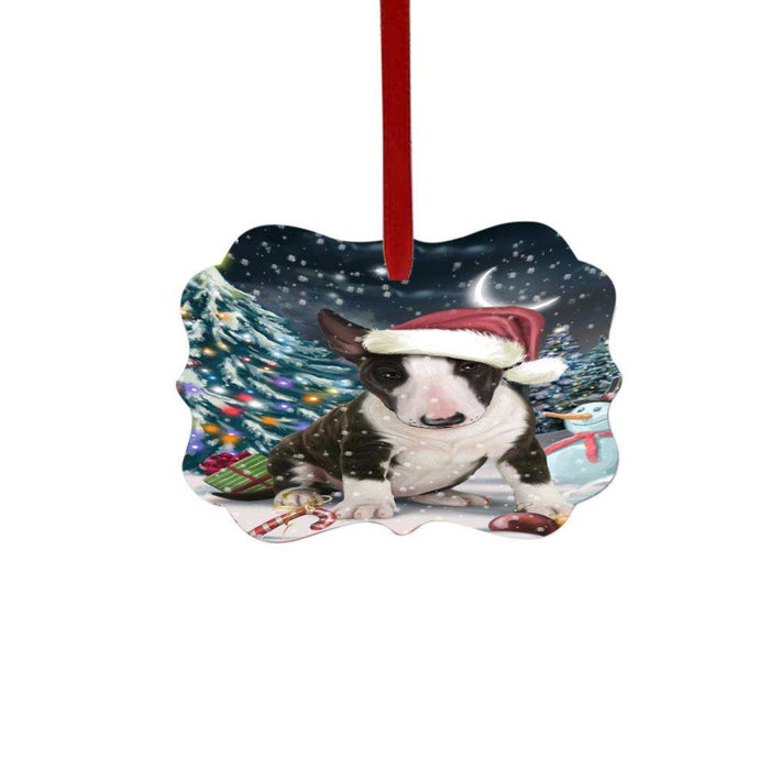 Have a Holly Jolly Christmas Happy Holidays Bull Terrier Dog Double-Sided Photo Benelux Christmas Ornament LOR48109