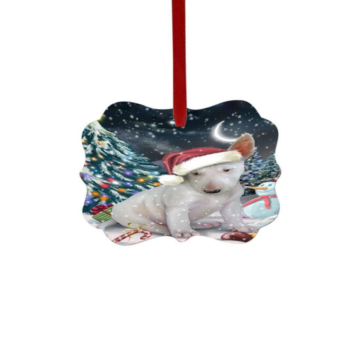 Have a Holly Jolly Christmas Happy Holidays Bull Terrier Dog Double-Sided Photo Benelux Christmas Ornament LOR48110