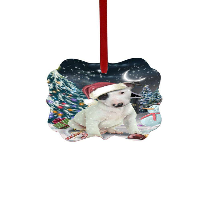 Have a Holly Jolly Christmas Happy Holidays Bull Terrier Dog Double-Sided Photo Benelux Christmas Ornament LOR48111