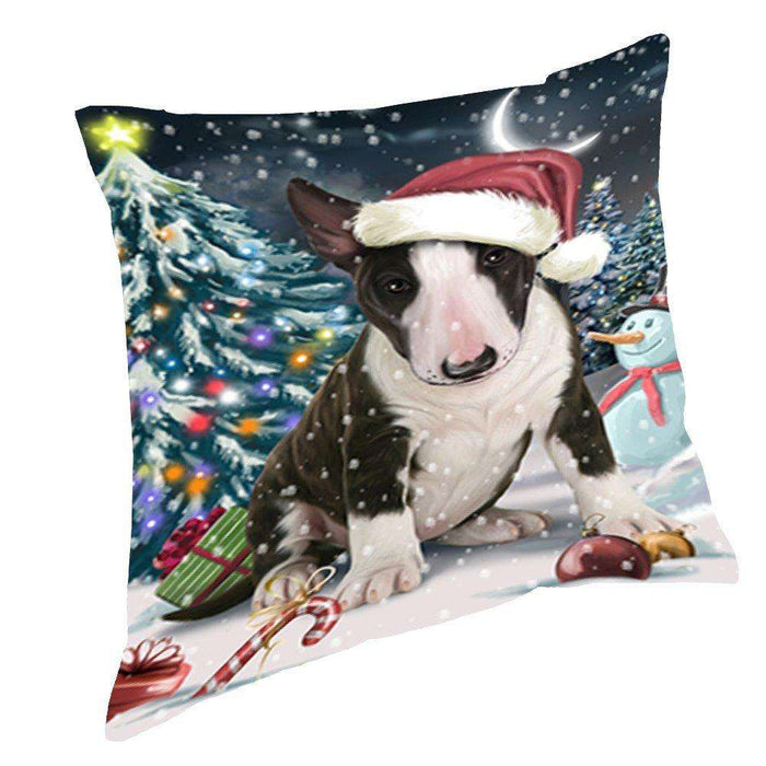Have a Holly Jolly Christmas Happy Holidays Bull Terrier Dog Throw Pillow PIL228
