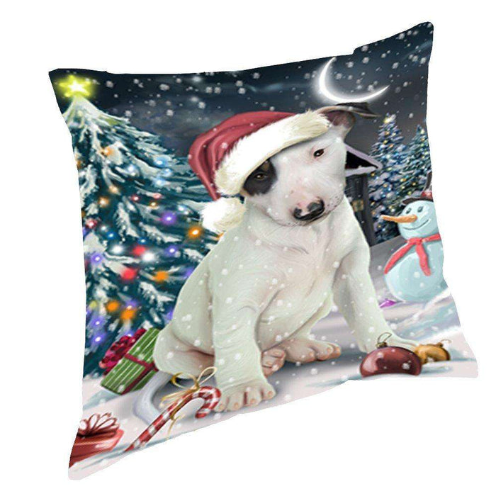 Have a Holly Jolly Christmas Happy Holidays Bull Terrier Dog Throw Pillow PIL236