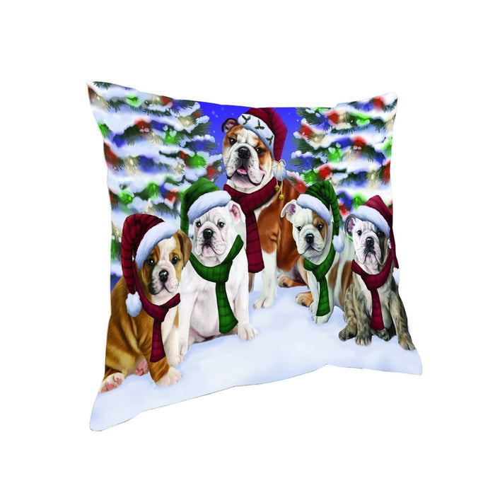 Have a Holly Jolly Christmas Happy Holidays Bulldog Dog Throw Pillow PIL1652