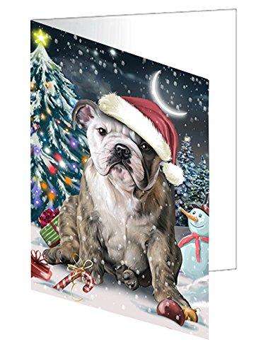 Have a Holly Jolly Christmas Happy Holidays Bulldog Handmade Artwork Assorted Pets Greeting Cards and Note Cards with Envelopes for All Occasions and Holiday Seasons GCD180