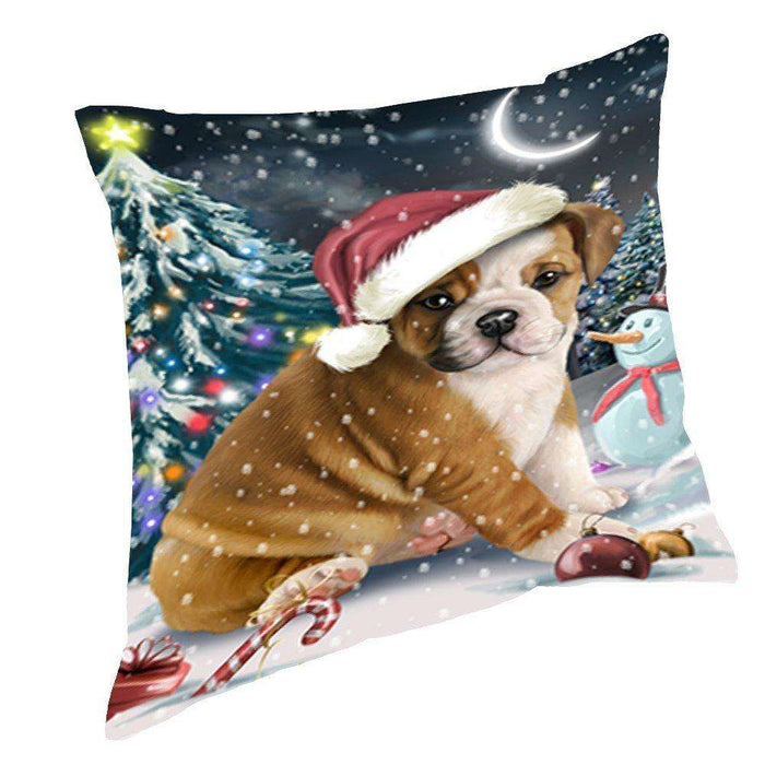 Have a Holly Jolly Christmas Happy Holidays Bulldog Throw Pillow PIL252