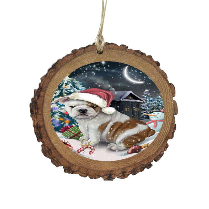 Have a Holly Jolly Christmas Happy Holidays Bulldog Wooden Christmas Ornament WOR48113