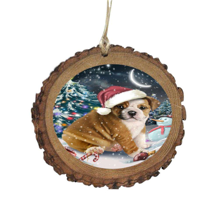 Have a Holly Jolly Christmas Happy Holidays Bulldog Wooden Christmas Ornament WOR48115