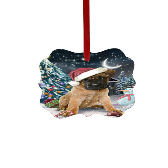 Have a Holly Jolly Christmas Happy Holidays Bullmastiff Dog Double-Sided Photo Benelux Christmas Ornament LOR48116