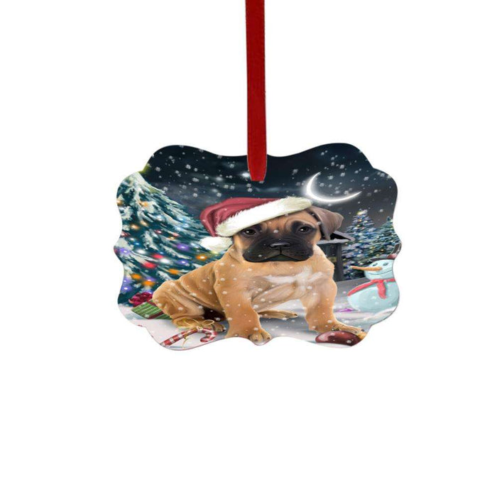 Have a Holly Jolly Christmas Happy Holidays Bullmastiff Dog Double-Sided Photo Benelux Christmas Ornament LOR48117
