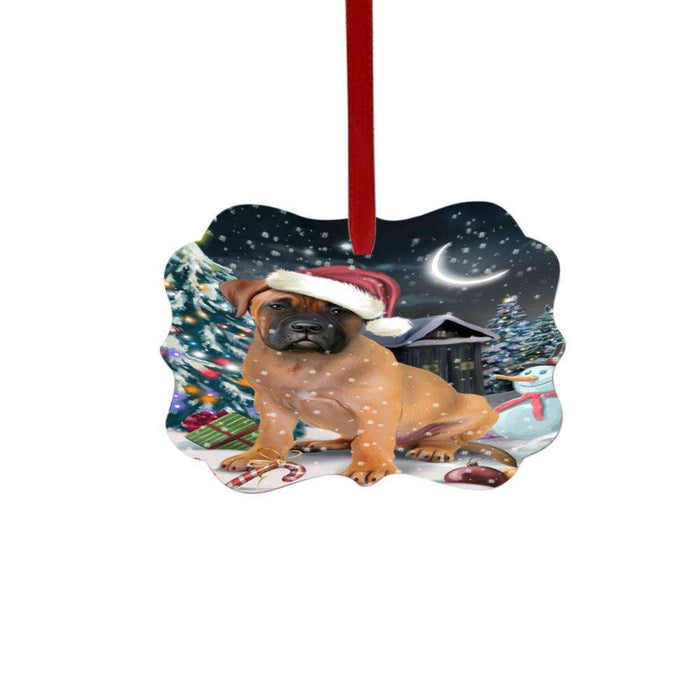 Have a Holly Jolly Christmas Happy Holidays Bullmastiff Dog Double-Sided Photo Benelux Christmas Ornament LOR48118