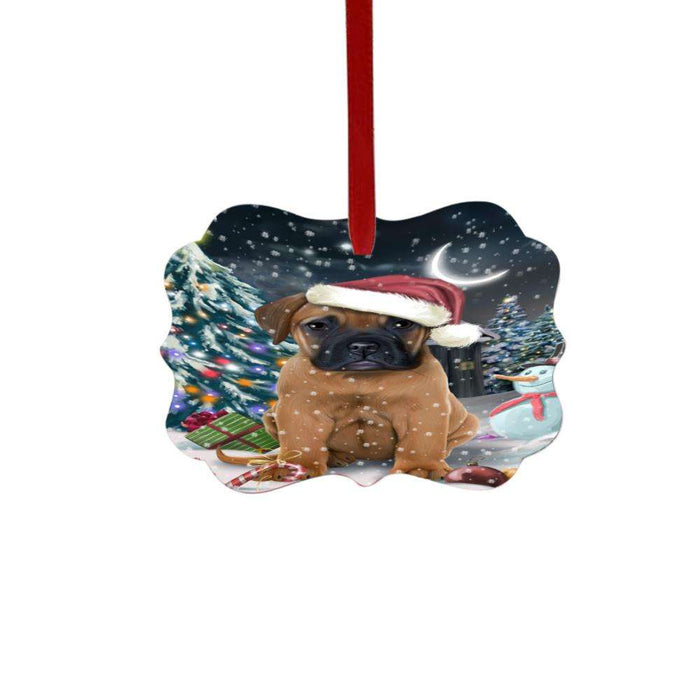Have a Holly Jolly Christmas Happy Holidays Bullmastiff Dog Double-Sided Photo Benelux Christmas Ornament LOR48119