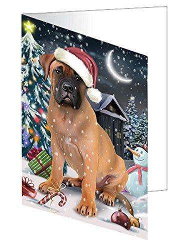 Have a Holly Jolly Christmas Happy Holidays Bullmastiff Dog Handmade Artwork Assorted Pets Greeting Cards and Note Cards with Envelopes for All Occasions and Holiday Seasons GCD2455