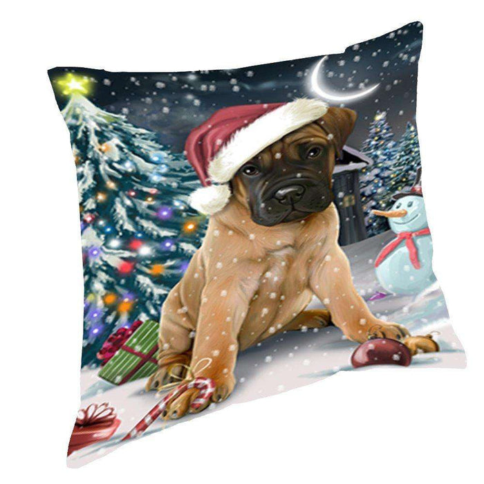 Have a Holly Jolly Christmas Happy Holidays Bullmastiff Dog Throw Pillow PIL256