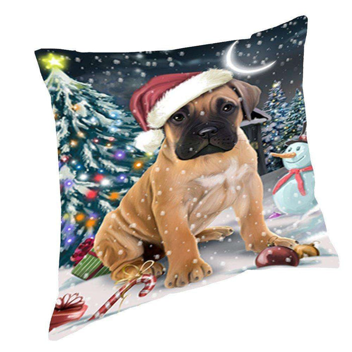 Have a Holly Jolly Christmas Happy Holidays Bullmastiff Dog Throw Pillow PIL260