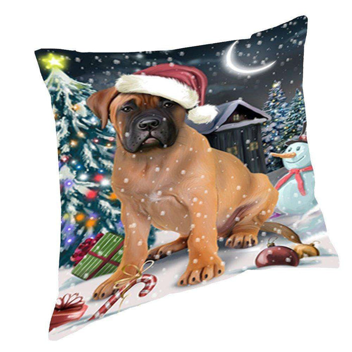 Have a Holly Jolly Christmas Happy Holidays Bullmastiff Dog Throw Pillow PIL264
