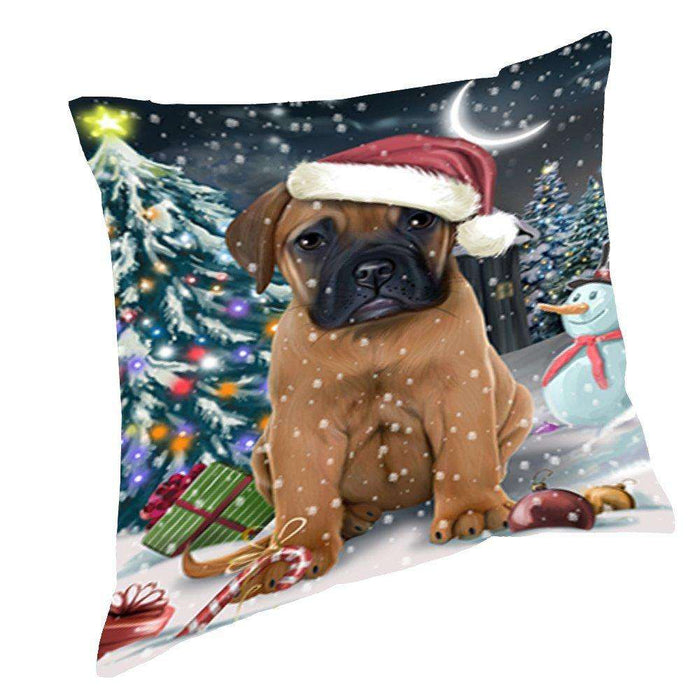 Have a Holly Jolly Christmas Happy Holidays Bullmastiff Dog Throw Pillow PIL268