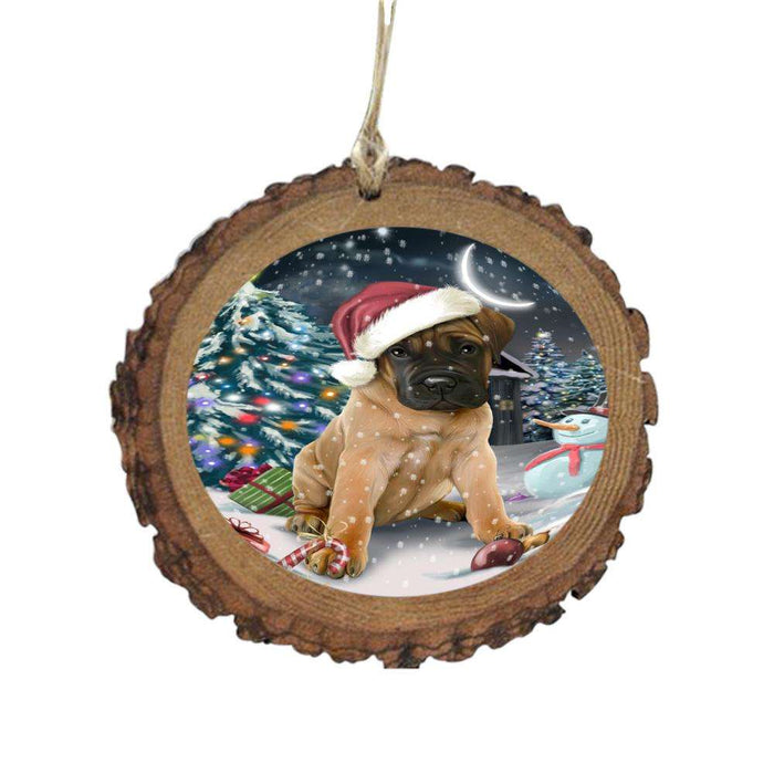 Have a Holly Jolly Christmas Happy Holidays Bullmastiff Dog Wooden Christmas Ornament WOR48116