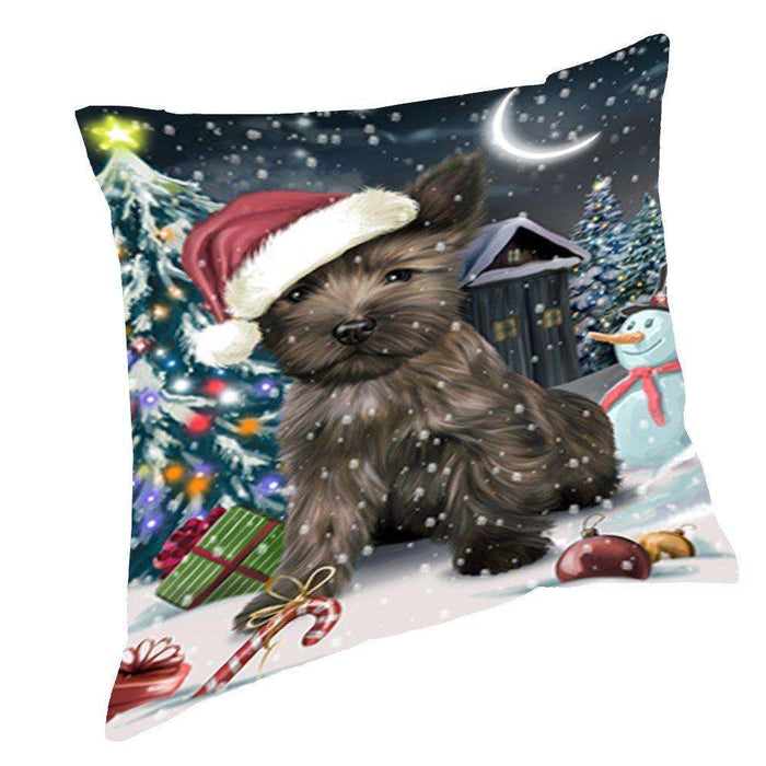Have a Holly Jolly Christmas Happy Holidays Cairn Terrier Dog Throw Pillow PIL272