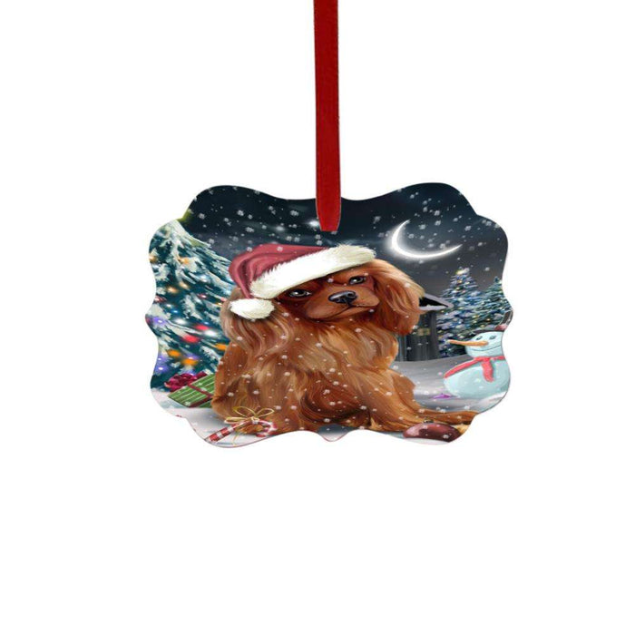 Have a Holly Jolly Christmas Happy Holidays Cavalier King Charles Spaniel Dog Double-Sided Photo Benelux Christmas Ornament LOR48124