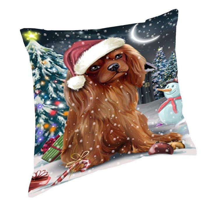 Have a Holly Jolly Christmas Happy Holidays Cavalier King Charles Spaniel Dog Throw Pillow PIL288