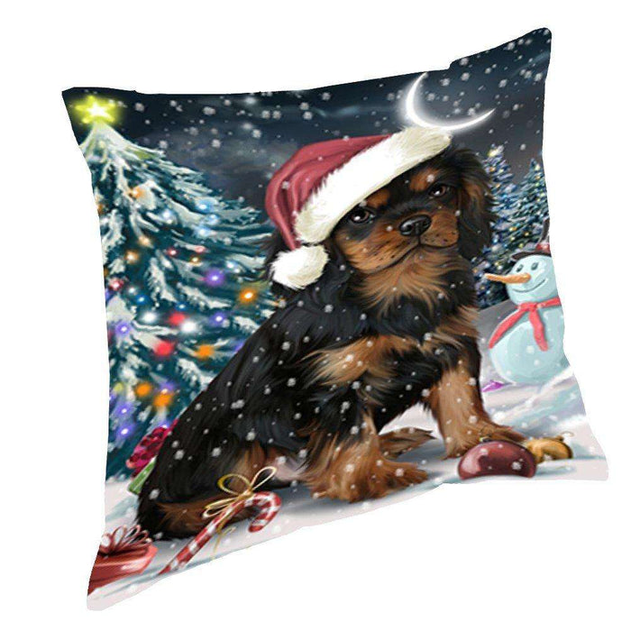 Have a Holly Jolly Christmas Happy Holidays Cavalier King Charles Spaniel Dog Throw Pillow PIL292