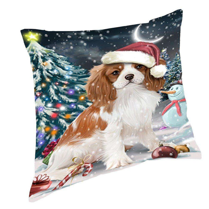 Have a Holly Jolly Christmas Happy Holidays Cavalier King Charles Spaniel Dog Throw Pillow PIL296