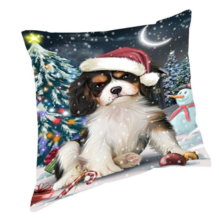 Have a Holly Jolly Christmas Happy Holidays Cavalier King Charles Spaniel Dog Throw Pillow PIL300
