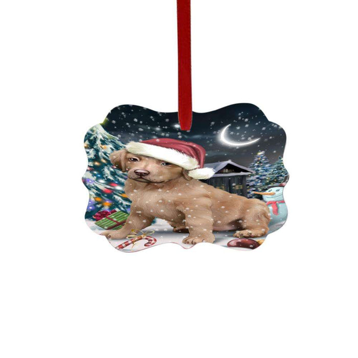 Have a Holly Jolly Christmas Happy Holidays Chesapeake Bay Retriever Dog Double-Sided Photo Benelux Christmas Ornament LOR48131