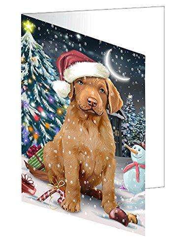 Have a Holly Jolly Christmas Happy Holidays Chesapeake Bay Retriever Dog Handmade Artwork Assorted Pets Greeting Cards and Note Cards with Envelopes for All Occasions and Holiday Seasons GCD2485