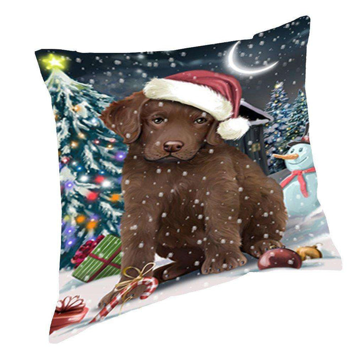 Have a Holly Jolly Christmas Happy Holidays Chesapeake Bay Retriever Dog Throw Pillow PIL308