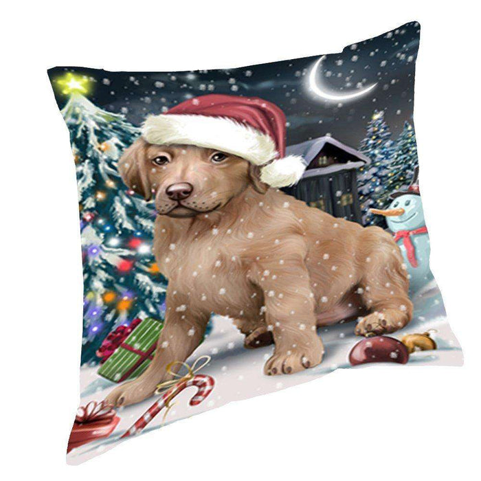 Have a Holly Jolly Christmas Happy Holidays Chesapeake Bay Retriever Dog Throw Pillow PIL316