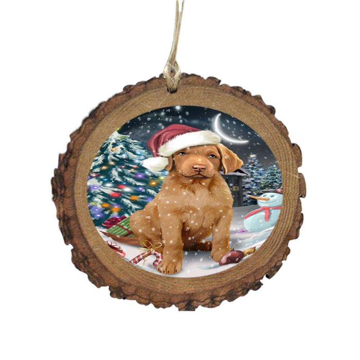 Have a Holly Jolly Christmas Happy Holidays Chesapeake Bay Retriever Dog Wooden Christmas Ornament WOR48128
