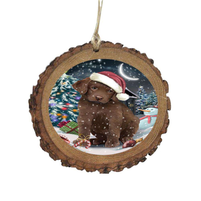 Have a Holly Jolly Christmas Happy Holidays Chesapeake Bay Retriever Dog Wooden Christmas Ornament WOR48129
