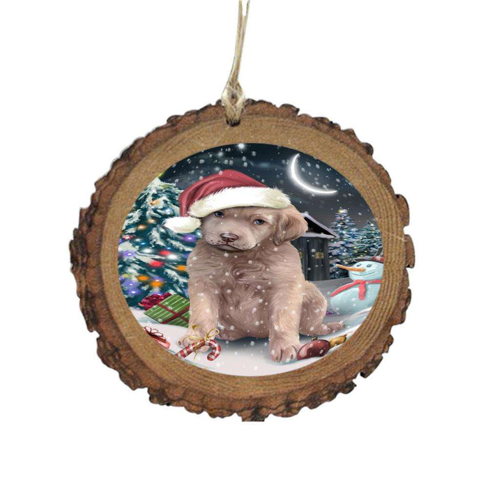 Have a Holly Jolly Christmas Happy Holidays Chesapeake Bay Retriever Dog Wooden Christmas Ornament WOR48130