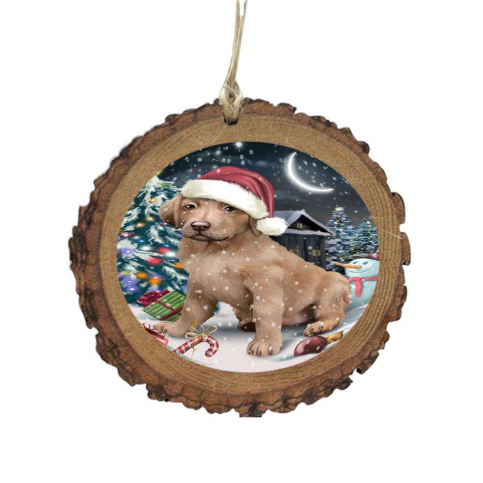 Have a Holly Jolly Christmas Happy Holidays Chesapeake Bay Retriever Dog Wooden Christmas Ornament WOR48131