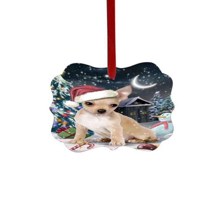 Have a Holly Jolly Christmas Happy Holidays Chihuahua Dog Double-Sided Photo Benelux Christmas Ornament LOR48132