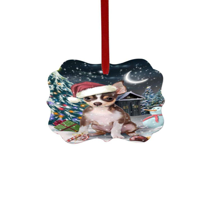Have a Holly Jolly Christmas Happy Holidays Chihuahua Dog Double-Sided Photo Benelux Christmas Ornament LOR48133