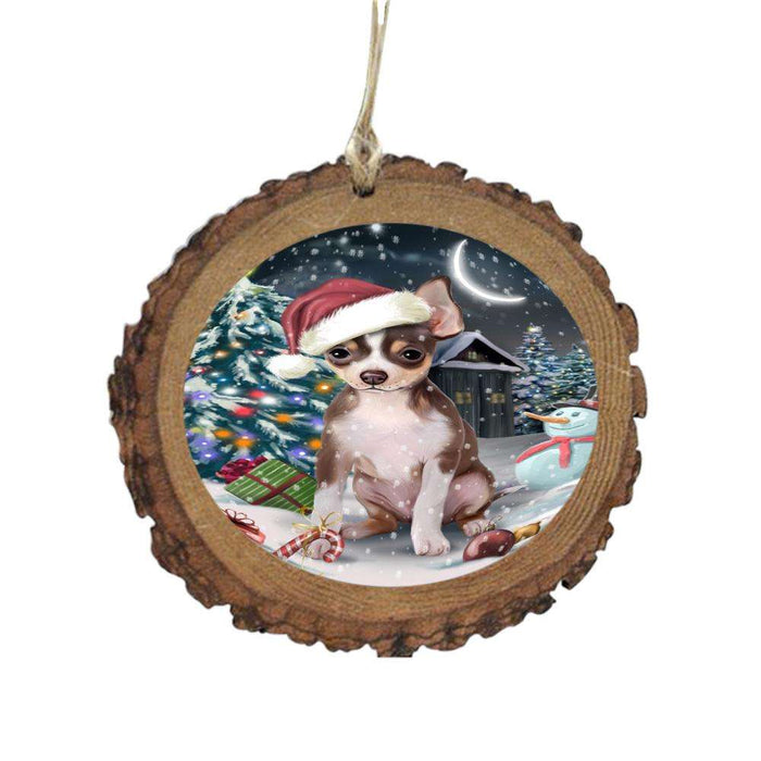 Have a Holly Jolly Christmas Happy Holidays Chihuahua Dog Wooden Christmas Ornament WOR48133