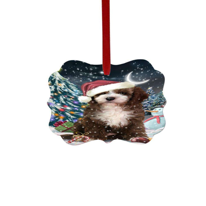 Have a Holly Jolly Christmas Happy Holidays Cockapoo Dog Double-Sided Photo Benelux Christmas Ornament LOR48266
