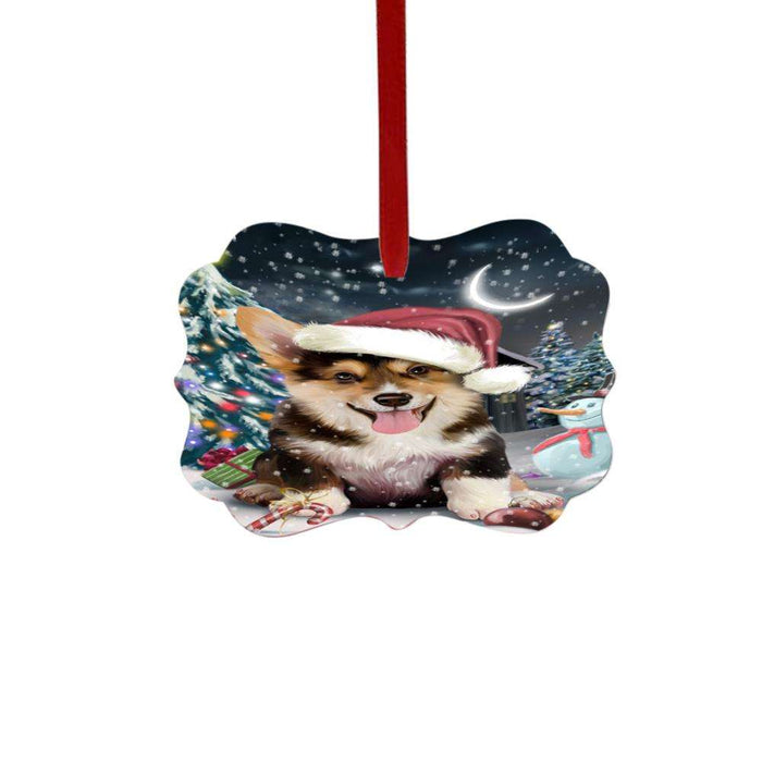 Have a Holly Jolly Christmas Happy Holidays Corgi Dog Double-Sided Photo Benelux Christmas Ornament LOR48141