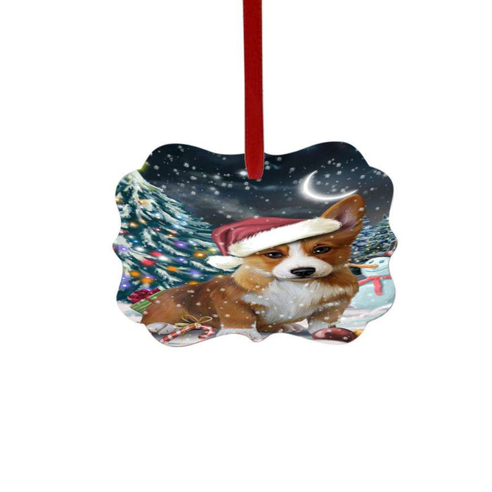 Have a Holly Jolly Christmas Happy Holidays Corgi Dog Double-Sided Photo Benelux Christmas Ornament LOR48142
