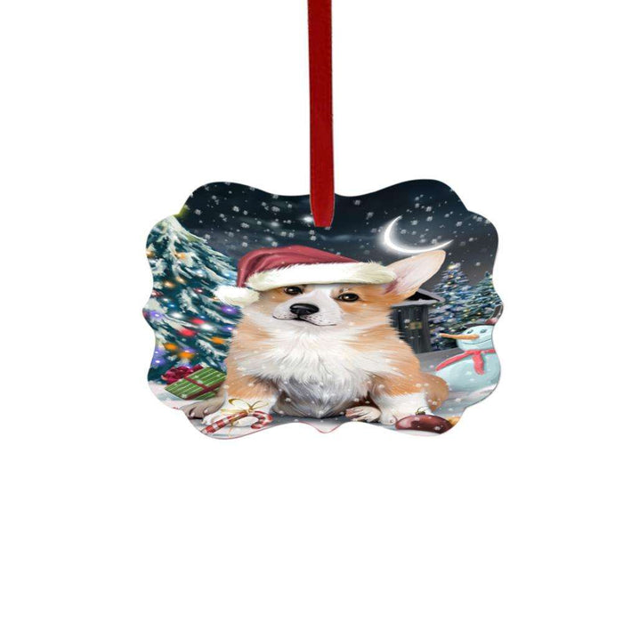 Have a Holly Jolly Christmas Happy Holidays Corgi Dog Double-Sided Photo Benelux Christmas Ornament LOR48143